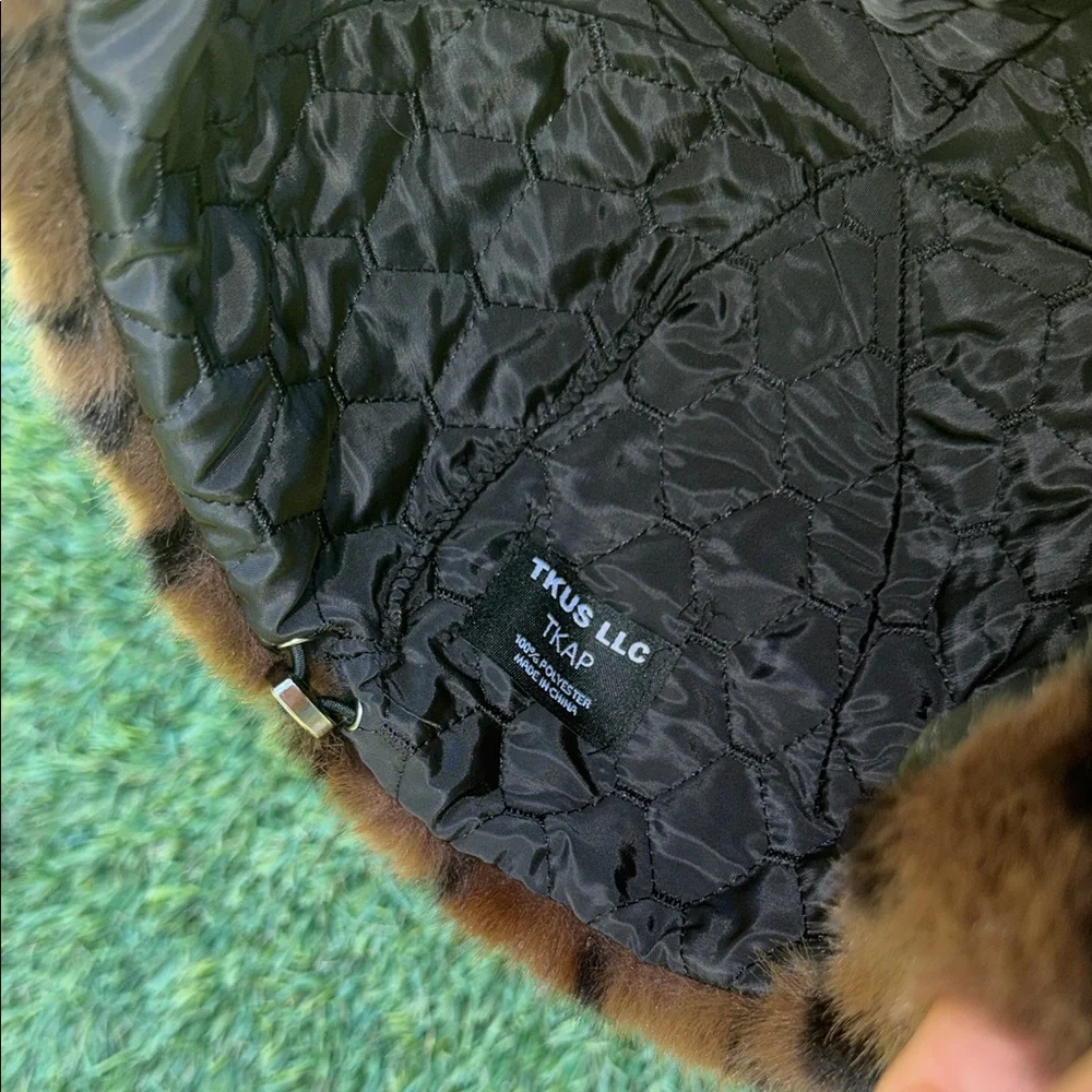 Faux Fur Leopard-Print Ear Cap - Brown